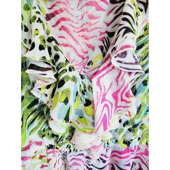 Robert Louis 1X Sleeveless Elastic Waist Floral Stretch Shirt Multi color Ruffle - Picture 5 of 6